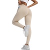image:imagebaleaf Womens Fleece Lined Leggings with Pockets Sandwich WaistbandPale Khaki