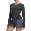 image:imagebaleaf Womens Long Sleeve Shirts Waist Length Heather Slim Fit TopsHeather Black