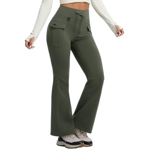 image:imagebaleaf Womens Fleece Lined Hiking Pants Thermal Warm Flare Cargo PantsArmy Green