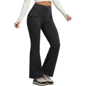 image:imagebaleaf Womens Fleece Lined Hiking Pants Thermal Warm Flare Cargo PantsBlack