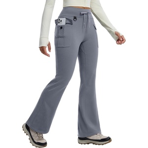 image:imagebaleaf Womens Fleece Lined Hiking Pants Thermal Warm Flare Cargo PantsDark Gray