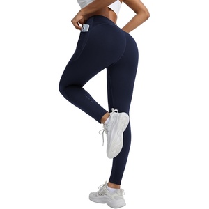 image:imagebaleaf Womens Fleece Lined Leggings with Pockets Sandwich WaistbandNavy Blue