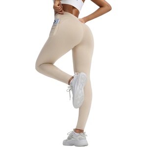 image:imagebaleaf Womens Fleece Lined Leggings with Pockets Sandwich WaistbandPale Khaki