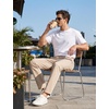 image:imagebaleaf Mens Sweatpants Dress Sweat Pants with Zipper Pocket Yoga CasualPale Khaki