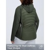 image:imagebaleaf Womens Plus Size Puffer Jacket Quilted with HoodArmy Green