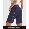 image:imagebaleaf 9 inch Womens Bermuda Golf Shorts 3 Pockets Stretchy  High Waisted Zipper Pocket Knee Length Long Short Walking Travel Athletic Running Hiking Workout CasualNavy Blue