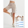 image:imagebaleaf 9 inch Womens Bermuda Golf Shorts 3 Pockets Stretchy  High Waisted Zipper Pocket Knee Length Long Short Walking Travel Athletic Running Hiking Workout CasualKhaki