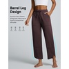 image:imagebaleaf Womens Barrel Pants Petite Travel Casual Pants with PocketsDark Brown