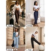 image:imagebaleaf Womens Barrel Pants Petite Travel Casual Pants with PocketsSteel Blue