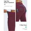 image:imagebaleaf Womens Fleece Lined Leggings with 4 Pockets Thermal Insulated PantsWine Red