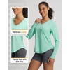 image:imagebaleaf Womens UPF 50 Sun Shirt Long Sleeve V Neck Outdoor  Lightweight UV Protection Quick Dry Breathable Moisture Wicking Ideal for Hiking Running Gym and Daily ActivitiesLight Green