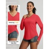image:imagebaleaf Womens UPF 50 Sun Shirt Long Sleeve V Neck Outdoor  Lightweight UV Protection Quick Dry Breathable Moisture Wicking Ideal for Hiking Running Gym and Daily ActivitiesRed