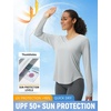 image:imagebaleaf Womens UPF 50 Sun Shirt Long Sleeve V Neck Outdoor  Lightweight UV Protection Quick Dry Breathable Moisture Wicking Ideal for Hiking Running Gym and Daily ActivitiesLight Gray