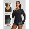 image:imagebaleaf Womens UPF 50 Sun Shirt Long Sleeve V Neck Outdoor  Lightweight UV Protection Quick Dry Breathable Moisture Wicking Ideal for Hiking Running Gym and Daily ActivitiesBlack