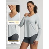 image:imagebaleaf Womens UPF 50 Sun Shirt Long Sleeve V Neck Outdoor  Lightweight UV Protection Quick Dry Breathable Moisture Wicking Ideal for Hiking Running Gym and Daily ActivitiesLight Gray