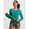 image:imagebaleaf Womens UPF 50 Sun Shirt Long Sleeve V Neck Outdoor  Lightweight UV Protection Quick Dry Breathable Moisture Wicking Ideal for Hiking Running Gym and Daily ActivitiesGreen