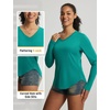image:imagebaleaf Womens UPF 50 Sun Shirt Long Sleeve V Neck Outdoor  Lightweight UV Protection Quick Dry Breathable Moisture Wicking Ideal for Hiking Running Gym and Daily ActivitiesGreen