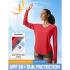 image:imagebaleaf Womens UPF 50 Sun Shirt Long Sleeve V Neck Outdoor  Lightweight UV Protection Quick Dry Breathable Moisture Wicking Ideal for Hiking Running Gym and Daily ActivitiesRed