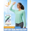 image:imagebaleaf Womens UPF 50 Sun Shirt Long Sleeve V Neck Outdoor  Lightweight UV Protection Quick Dry Breathable Moisture Wicking Ideal for Hiking Running Gym and Daily ActivitiesLight Green