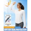 image:imagebaleaf Womens UPF 50 Sun Shirt Long Sleeve V Neck Outdoor  Lightweight UV Protection Quick Dry Breathable Moisture Wicking Ideal for Hiking Running Gym and Daily ActivitiesWhite