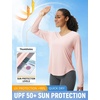 image:imagebaleaf Womens UPF 50 Sun Shirt Long Sleeve V Neck Outdoor  Lightweight UV Protection Quick Dry Breathable Moisture Wicking Ideal for Hiking Running Gym and Daily ActivitiesLight Pink