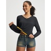 image:imagebaleaf Womens UPF 50 Sun Shirt Long Sleeve V Neck Outdoor  Lightweight UV Protection Quick Dry Breathable Moisture Wicking Ideal for Hiking Running Gym and Daily ActivitiesBlack