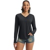 image:imagebaleaf Womens UPF 50 Sun Shirt Long Sleeve V Neck Outdoor  Lightweight UV Protection Quick Dry Breathable Moisture Wicking Ideal for Hiking Running Gym and Daily ActivitiesBlack