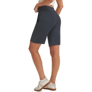 image:imagebaleaf 9 inch Womens Bermuda Golf Shorts 3 Pockets Stretchy  High Waisted Zipper Pocket Knee Length Long Short Walking Travel Athletic Running Hiking Workout CasualDark Gray
