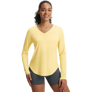 image:imagebaleaf Womens UPF 50 Sun Shirt Long Sleeve V Neck Outdoor  Lightweight UV Protection Quick Dry Breathable Moisture Wicking Ideal for Hiking Running Gym and Daily ActivitiesYellow