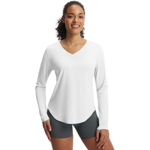 image:imagebaleaf Womens UPF 50 Sun Shirt Long Sleeve V Neck Outdoor  Lightweight UV Protection Quick Dry Breathable Moisture Wicking Ideal for Hiking Running Gym and Daily ActivitiesWhite