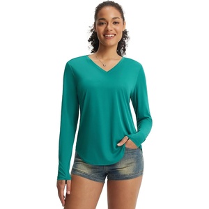 image:imagebaleaf Womens UPF 50 Sun Shirt Long Sleeve V Neck Outdoor  Lightweight UV Protection Quick Dry Breathable Moisture Wicking Ideal for Hiking Running Gym and Daily ActivitiesGreen