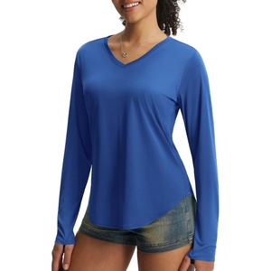 image:imagebaleaf Womens UPF 50 Sun Shirt Long Sleeve V Neck Outdoor  Lightweight UV Protection Quick Dry Breathable Moisture Wicking Ideal for Hiking Running Gym and Daily ActivitiesRoyal Blue