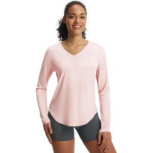 image:imagebaleaf Womens UPF 50 Sun Shirt Long Sleeve V Neck Outdoor  Lightweight UV Protection Quick Dry Breathable Moisture Wicking Ideal for Hiking Running Gym and Daily ActivitiesLight Pink