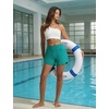 image:imagebaleaf Womens 4 High Waisted Swim Shorts with Zipper PocketsGreen