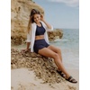 image:imagebaleaf Womens 4 High Waisted Swim Shorts with Zipper PocketsNavy Blue