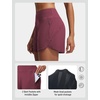 image:imagebaleaf Womens 4 High Waisted Swim Shorts with Zipper PocketsWine Red