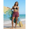 image:imagebaleaf Womens 4 High Waisted Swim Shorts with Zipper PocketsWine Red