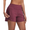 image:imagebaleaf Womens 4 High Waisted Swim Shorts with Zipper PocketsWine Red