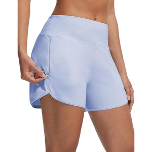 image:imagebaleaf Womens 4 High Waisted Swim Shorts with Zipper PocketsLight Blue
