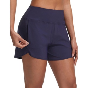 image:imagebaleaf Womens 4 High Waisted Swim Shorts with Zipper PocketsNavy Blue
