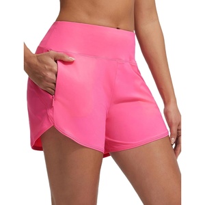 image:imagebaleaf Womens 4 High Waisted Swim Shorts with Zipper PocketsPink