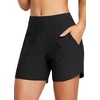 image:imagebaleaf Womens 357 Swim Shorts High Waisted Board Quick Dry PocketBlack