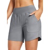image:imagebaleaf Womens 357 Swim Shorts High Waisted Board Quick Dry PocketDark Gray