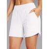 image:imagebaleaf Womens 357 Swim Shorts High Waisted Board Quick Dry PocketWhite