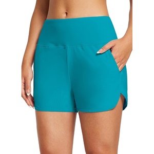 image:imagebaleaf Womens 357 Swim Shorts High Waisted Board Quick Dry PocketAqua Blue