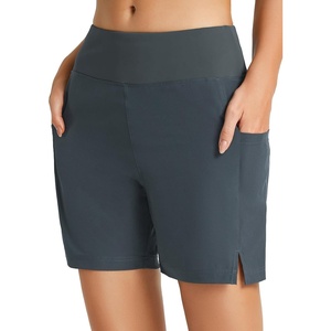 image:imagebaleaf Womens 5 7 Quick Dry High Waisted Swim Shorts with LinerDark Grey
