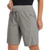image:imagebaleaf Womens Hiking Bermuda Long Shorts Quick Dry Cargo with Pockets9 Inch Grey