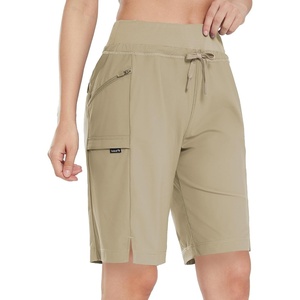 image:imagebaleaf Womens Hiking Bermuda Long Shorts Quick Dry Cargo with Pockets11 Inch Khaki