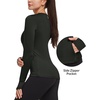 image:imagebaleaf Thermal Shirts for Women Long Sleeve Fleece Tops Winter RunningArmy Green