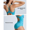 image:imagebaleaf Womens Athletic Training Adjustable Strap One Piece SwimsuitStyle 02green Blue Sea